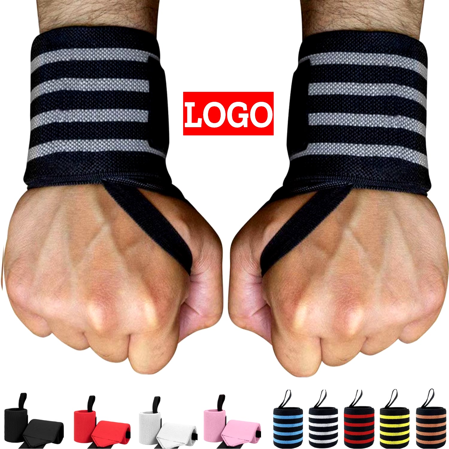 Weightlifting Wrist Wraps for Men Women Wrist Support Wraps Heavy Duty Thumb Loop Strength Training Powerlifting Bodybuilding